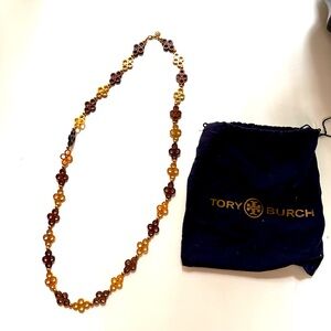 Tory Burch wood/gold necklace